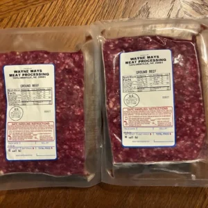 Ground beef, grass-fed, organic practices