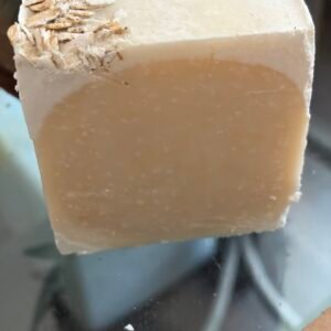 A bar of honey oat goat milk soap