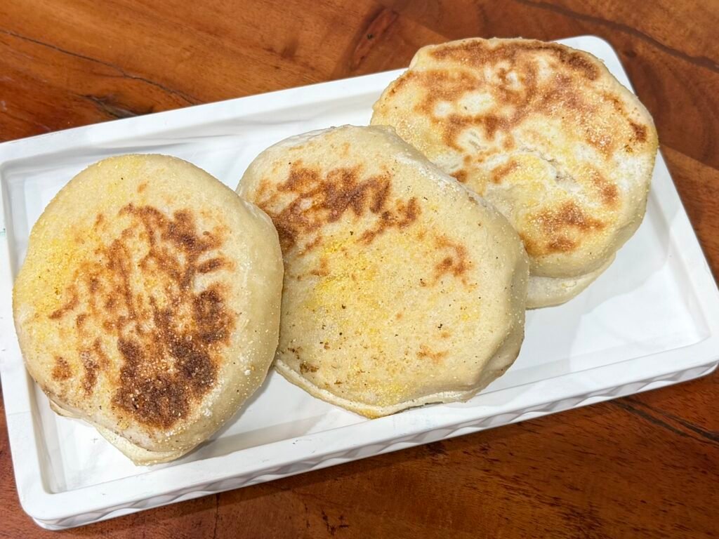 3 large sourdough english muffins made by a local producer